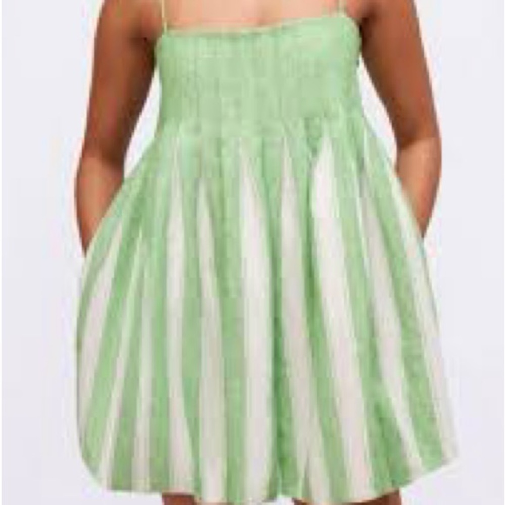 Chic Green and White Striped Mini Dress